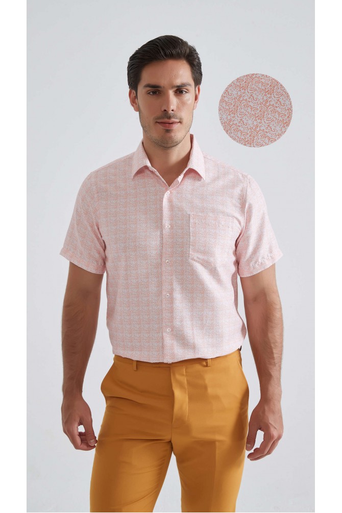 Patterned sleeveless shirt comfort fit - Orange