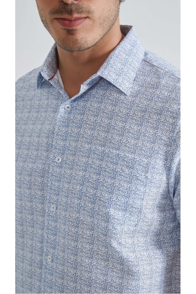 Patterned sleeveless shirt comfort fit - Blue