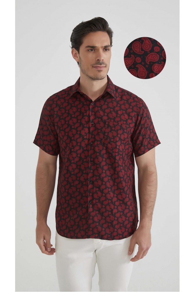 Patterned sleeveless shirt comfort fit - Black