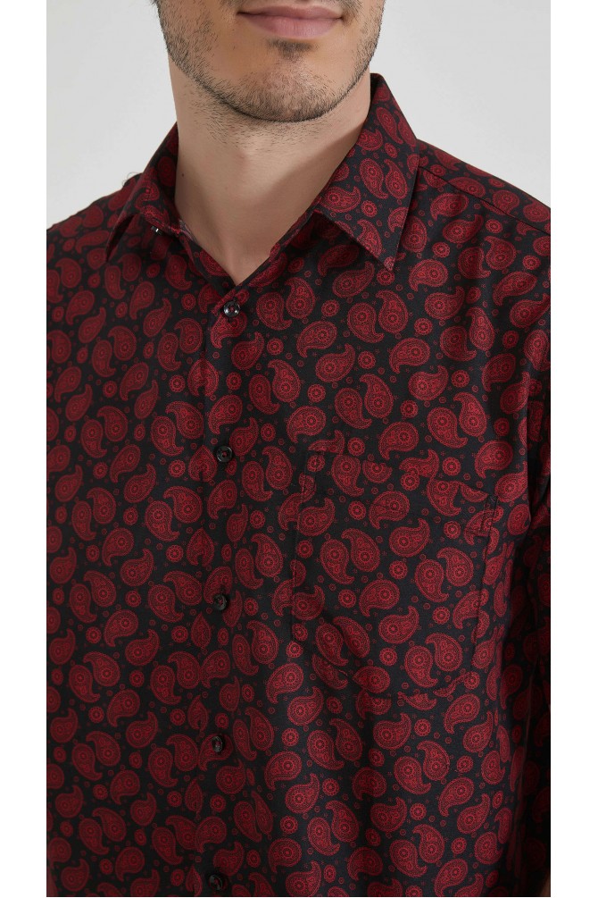 Patterned sleeveless shirt comfort fit - Black