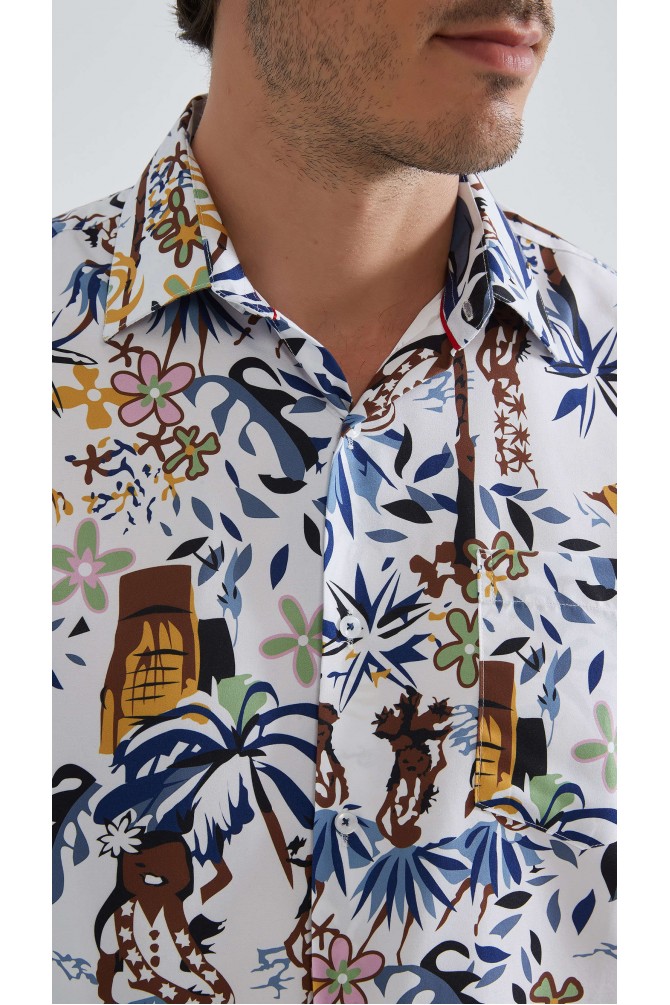 Patterned sleeveless shirt comfort fit - Mosaique