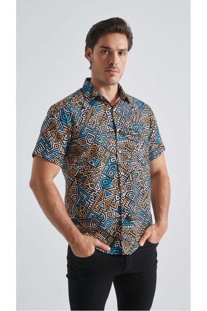 Patterned sleeveless shirt comfort fit - Mosaique