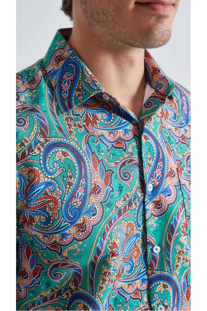 Patterned sleeveless shirt comfort fit - Green