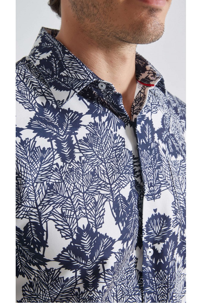 Patterned sleeveless shirt comfort fit - Blue