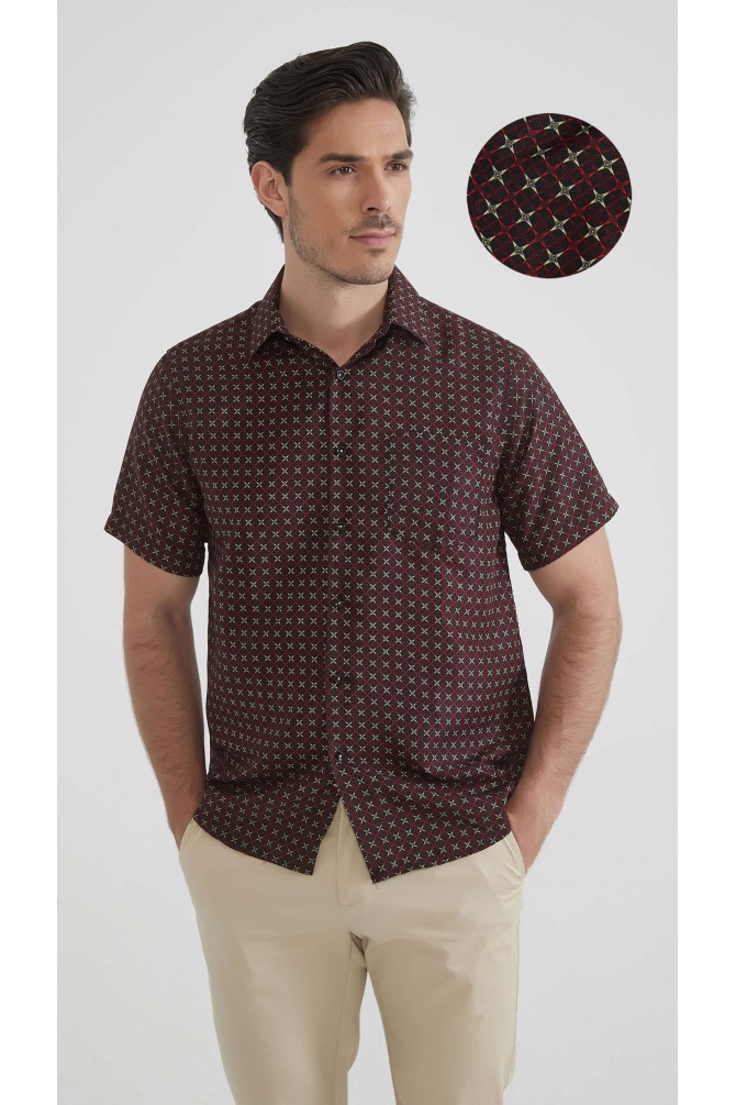 Patterned sleeveless shirt comfort fit - Black