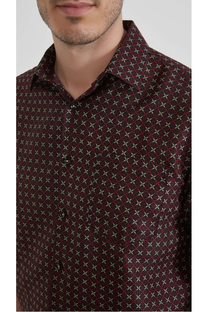 Patterned sleeveless shirt comfort fit - Black