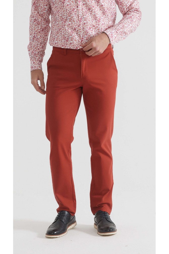 Pantalon chino coupe confort - Terracotta