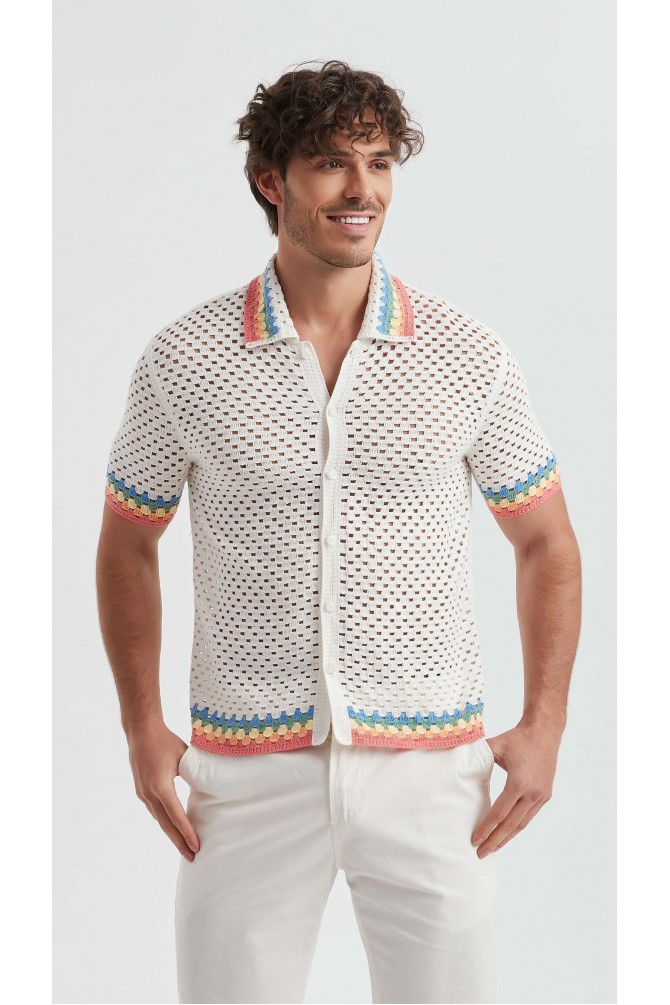 Embroidered shirt in cotton