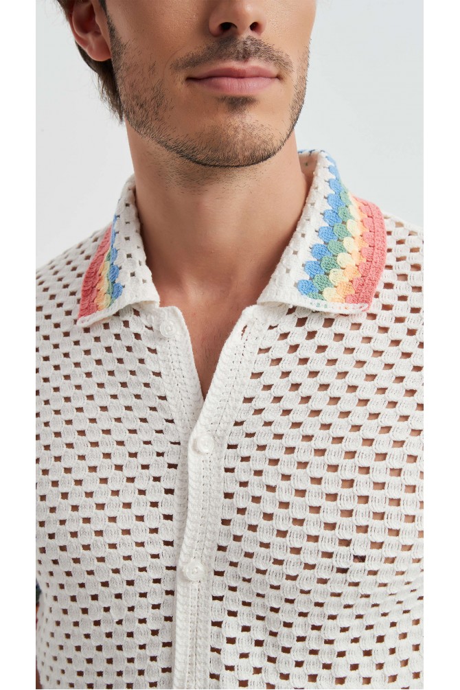 Embroidered shirt in cotton