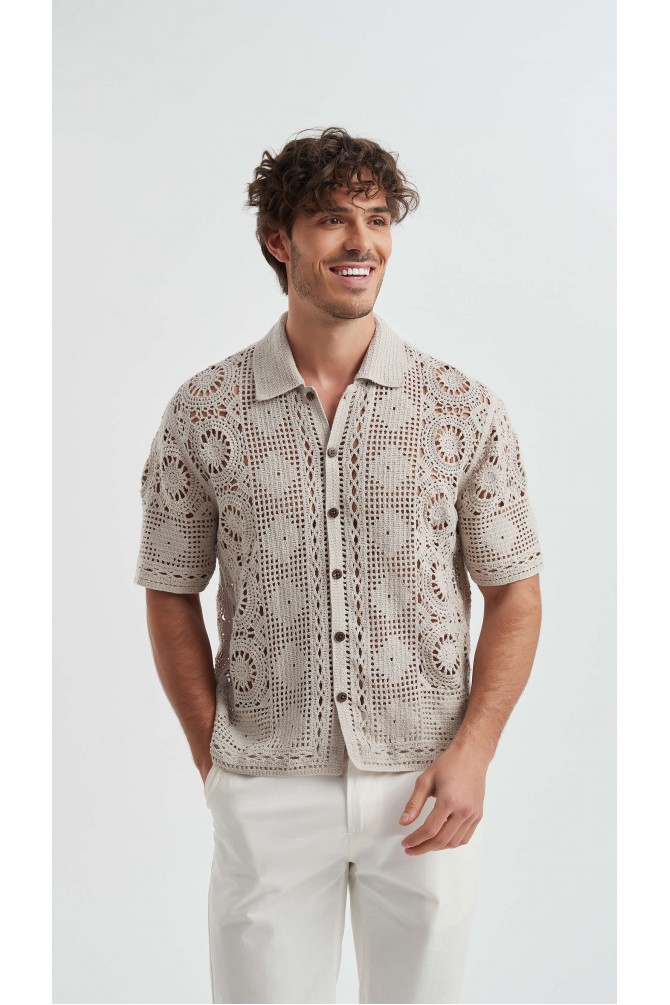 Embroidered shirt in cotton