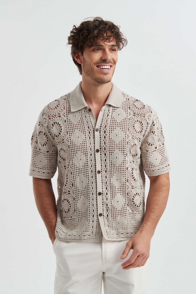 Embroidered shirt in cotton
