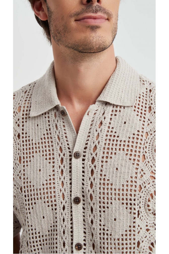 Embroidered shirt in cotton