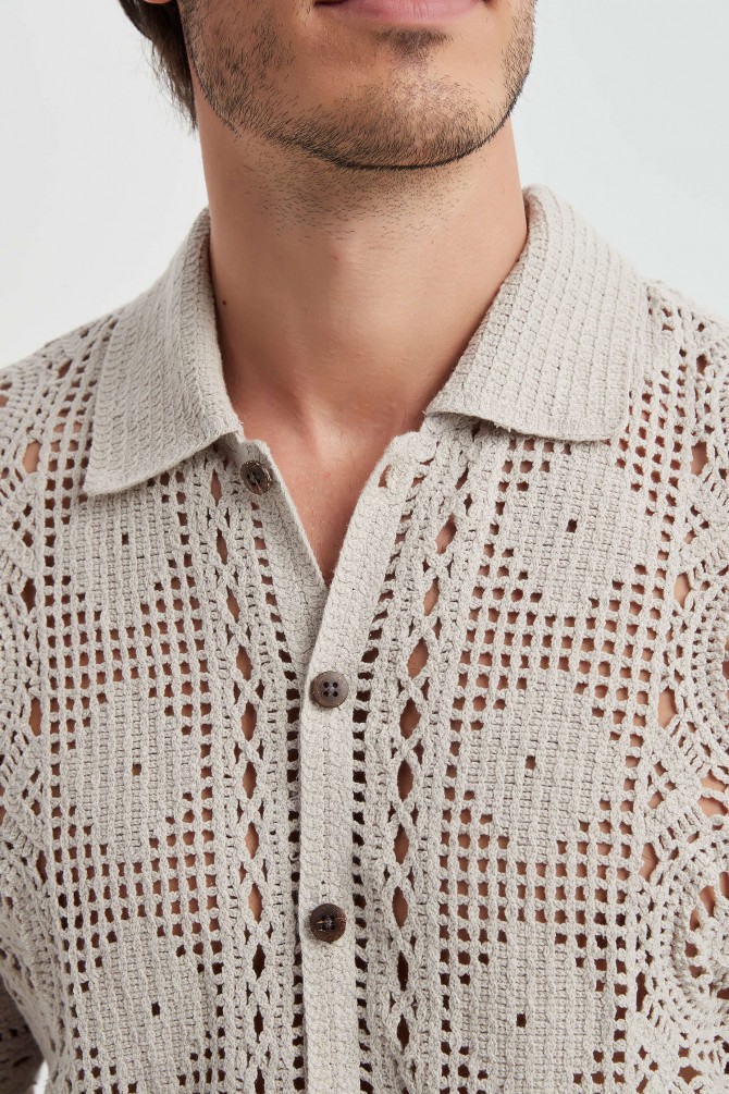 Embroidered shirt in cotton