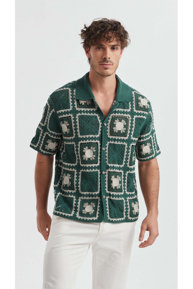 Embroidered shirt in cotton