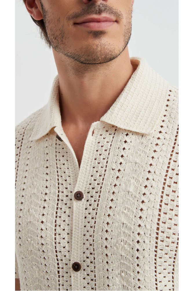 Embroidered shirt in cotton