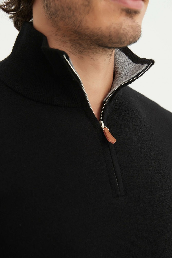High zip neck jumper "CASHMERE TOUCH"