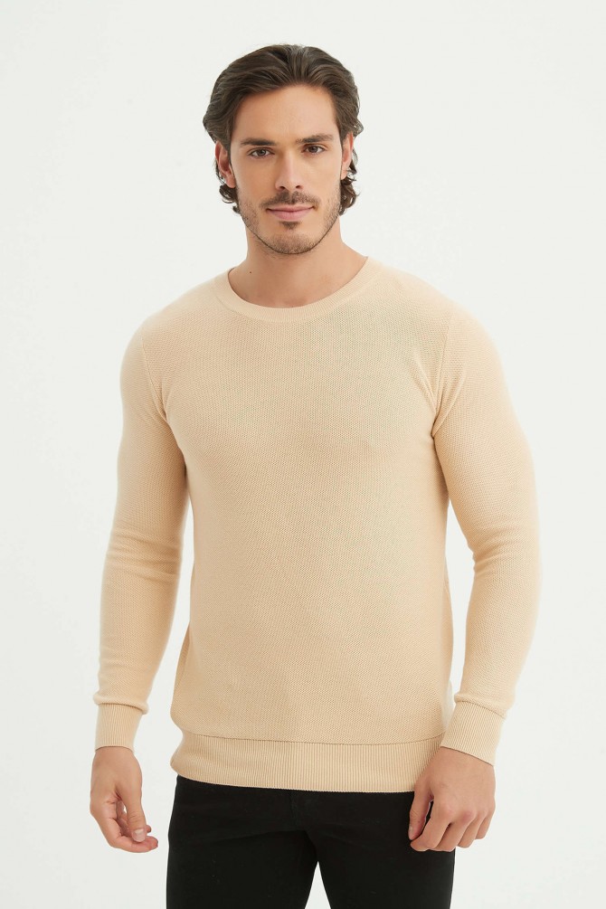 Crew neck jumper in pique cotton