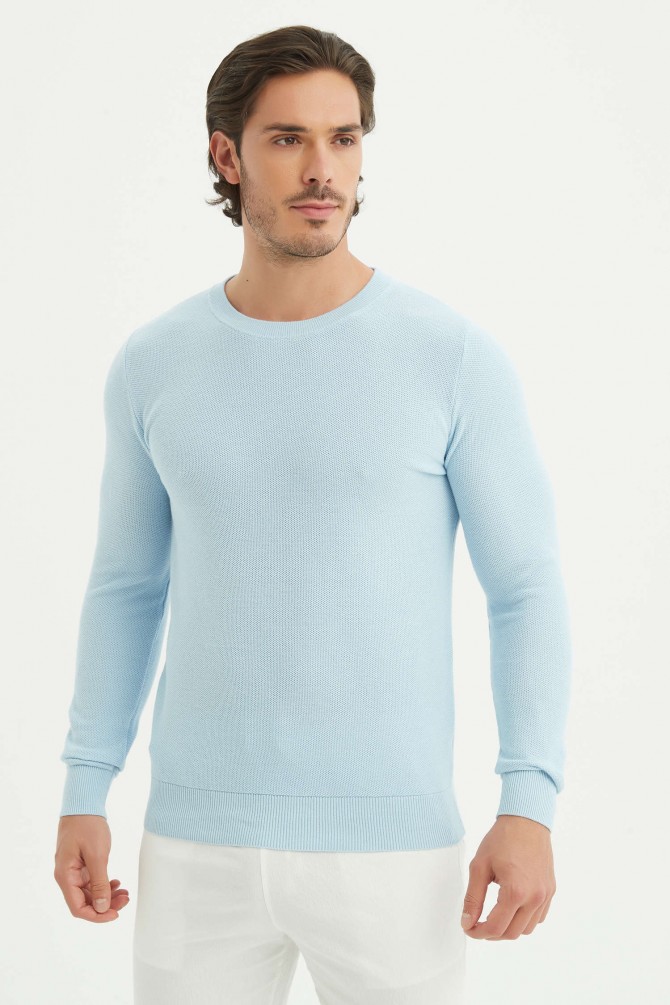 Crew neck jumper in pique cotton