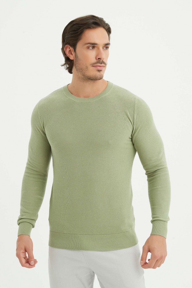 Crew neck jumper in pique cotton