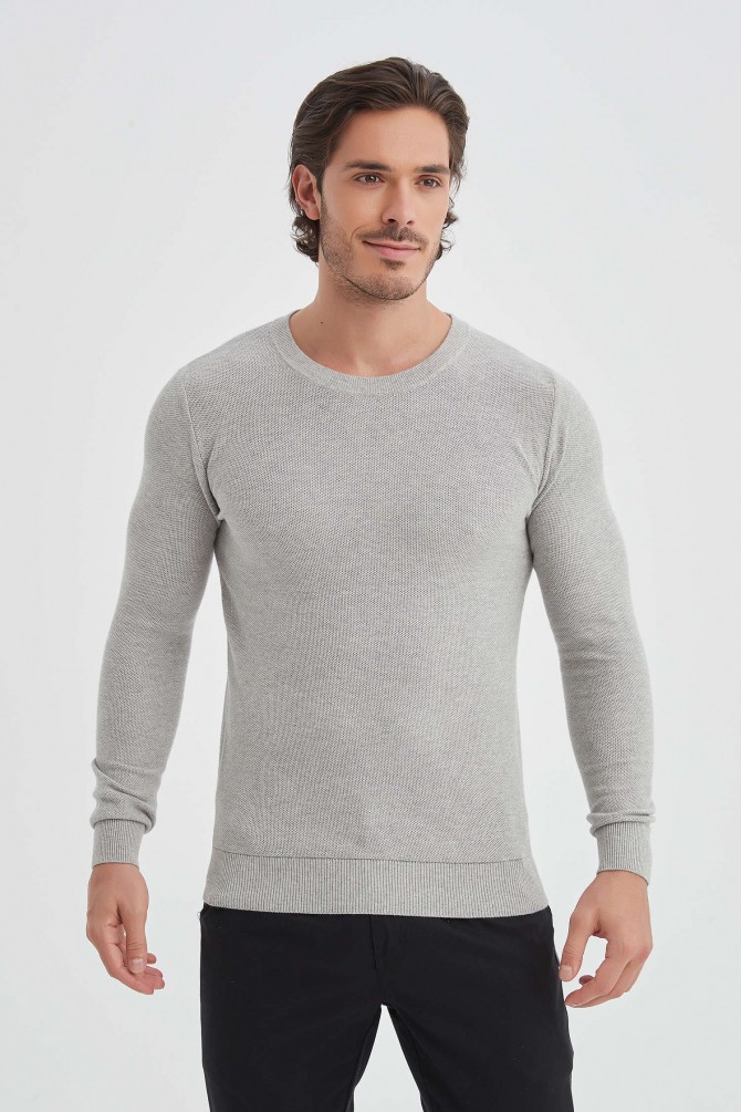Crew neck jumper in pique cotton