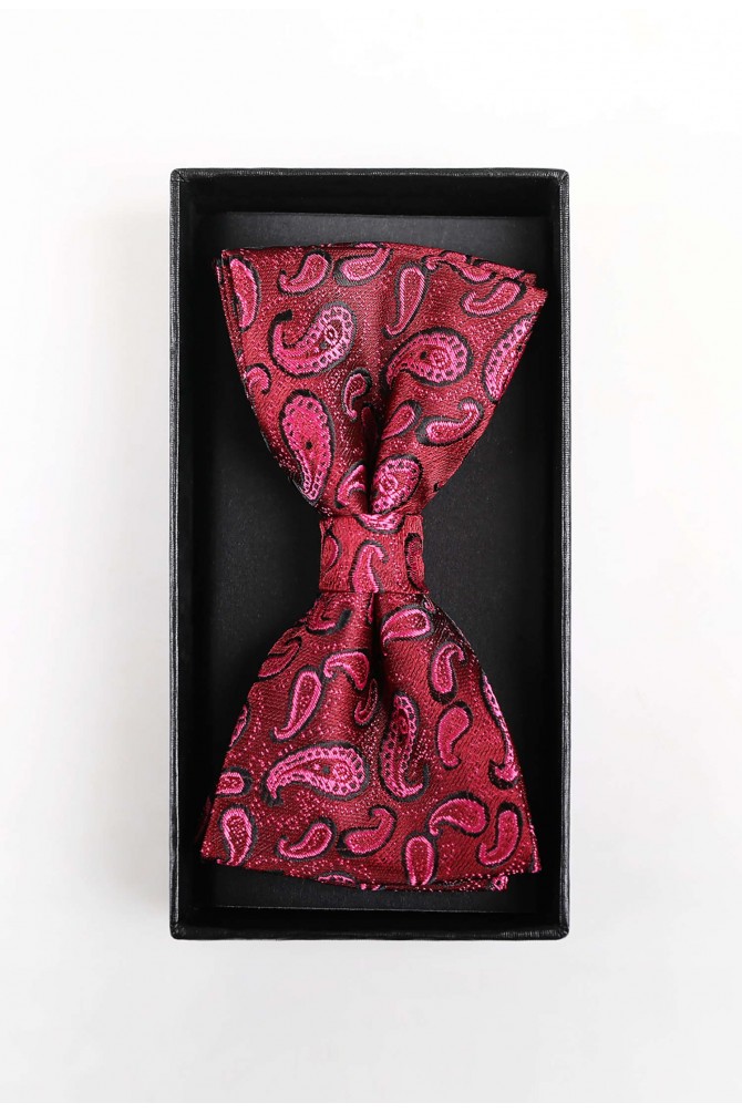 Paisley printed bow tie in box & pocket square