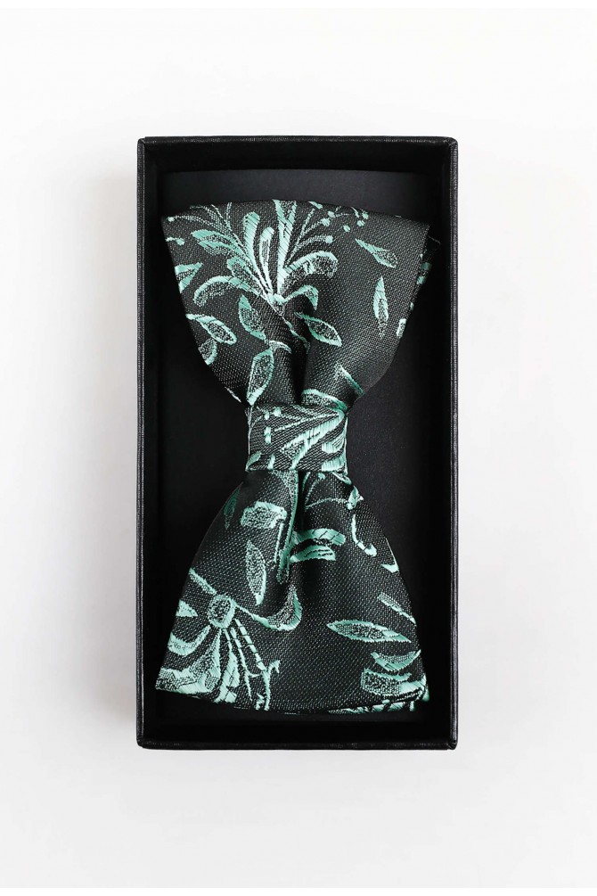 Flowery prints bow tie in box & pocket square