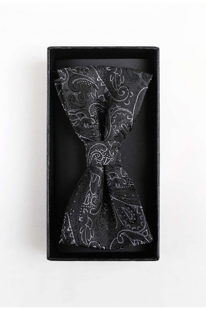 Printed bow tie in box & pocket square
