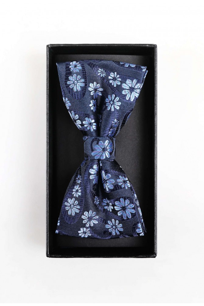 Flowery prints bow tie in box & pocket square