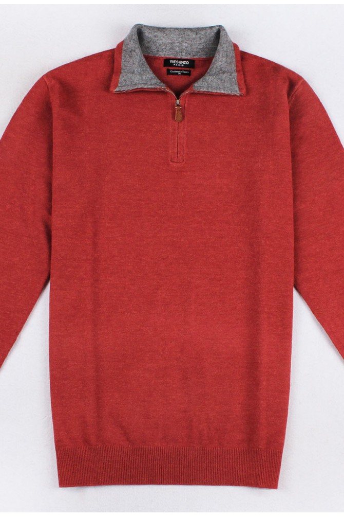 Zip fastening neck jumper