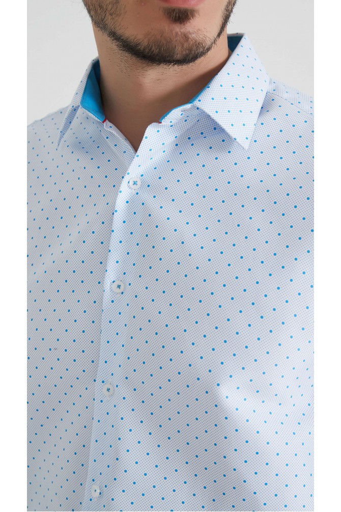 Chemise coupe droite à motifs - Blanc