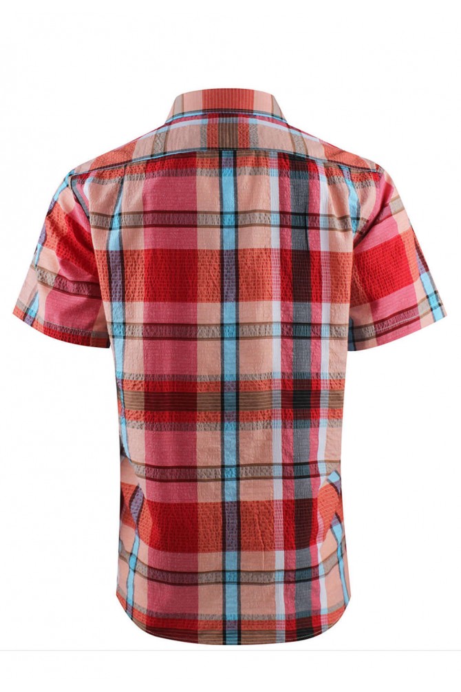 Red checks sleeveless shirt comfort fit