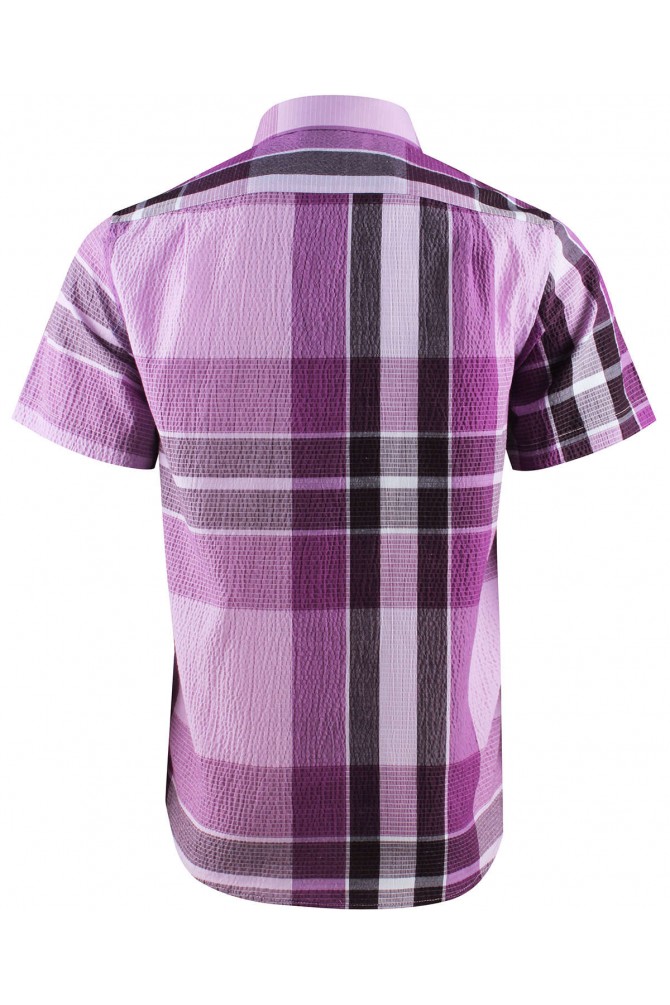 Purple checks sleeveless shirt comfort fit