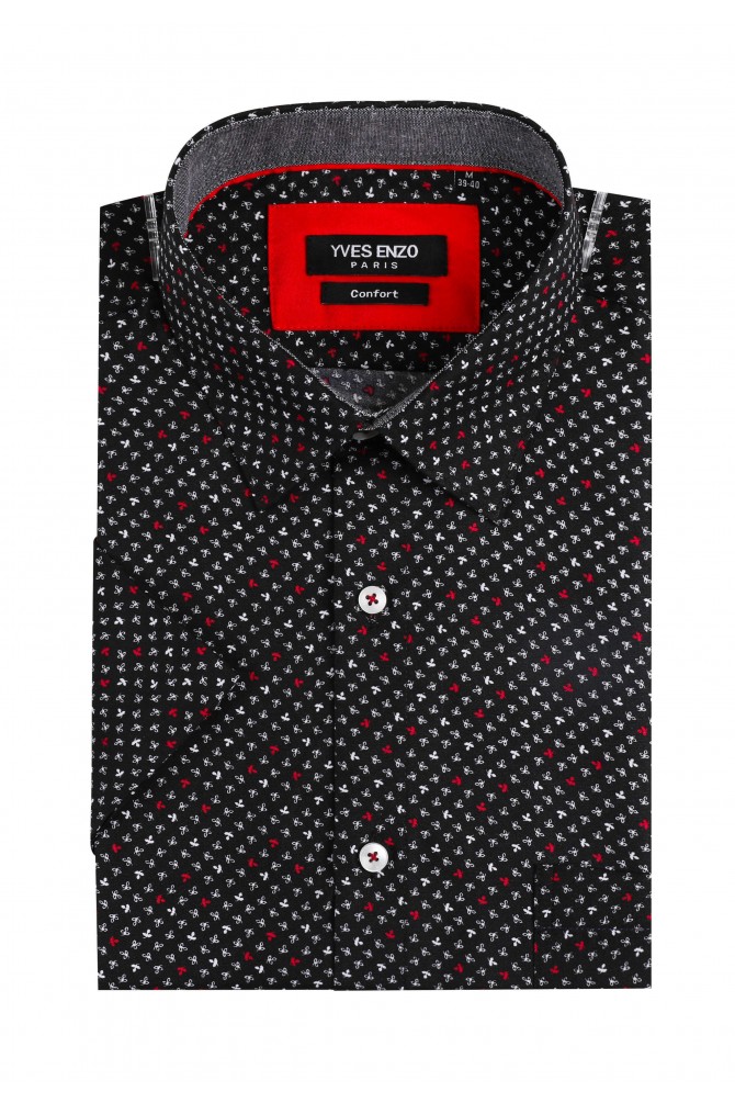Black ROSSO prints sleeveless shirt comfort fit