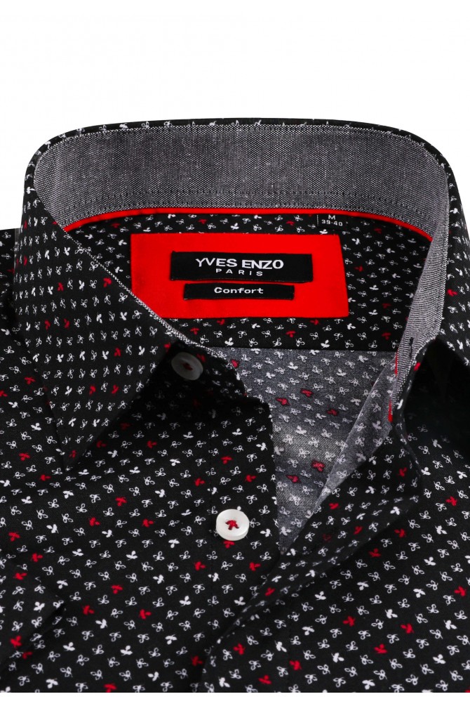 Black ROSSO prints sleeveless shirt comfort fit