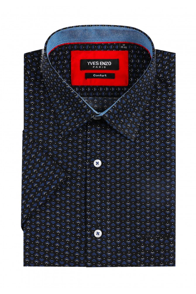 Navy blue FECCIA prints sleeveless shirt comfort fit