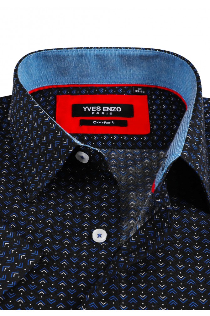 Navy blue FECCIA prints sleeveless shirt comfort fit