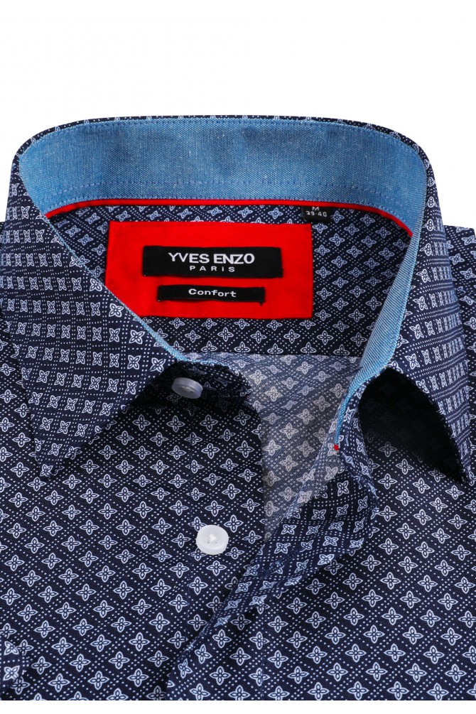 Navy blue CAMPO prints sleeveless shirt comfort fit