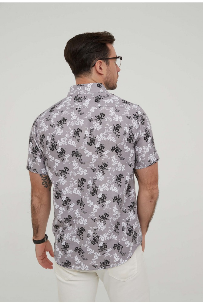 Grey CAMELIA prints sleeveless shirt comfort fit