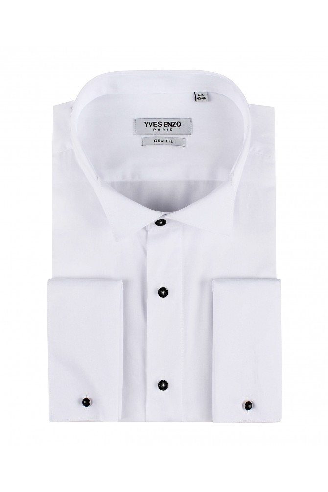 White shirt slim fit spread collar