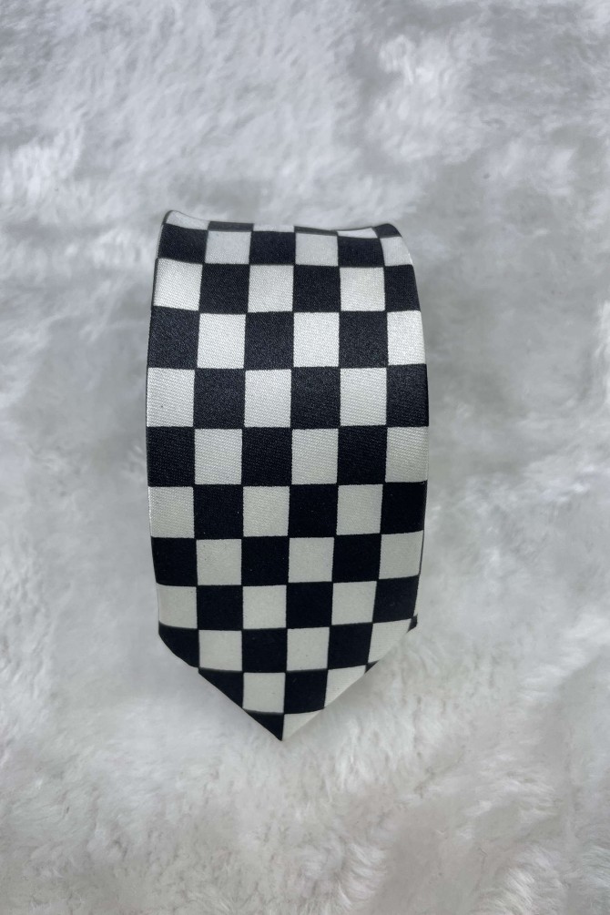 Satin damier tie