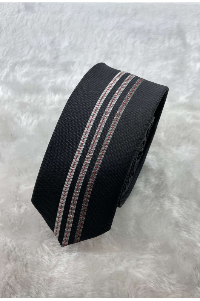 Black striped tie