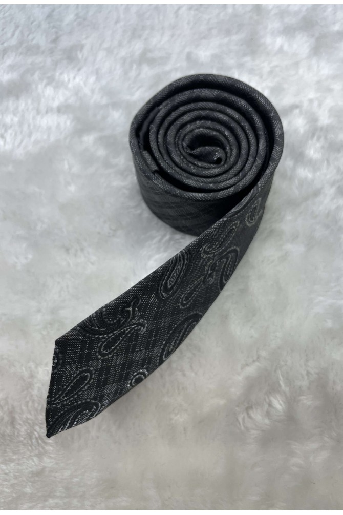 Black paisley printed tie