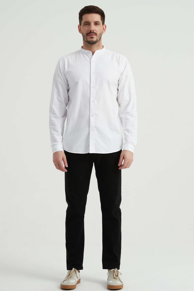 Oxford shirt mandarin collar