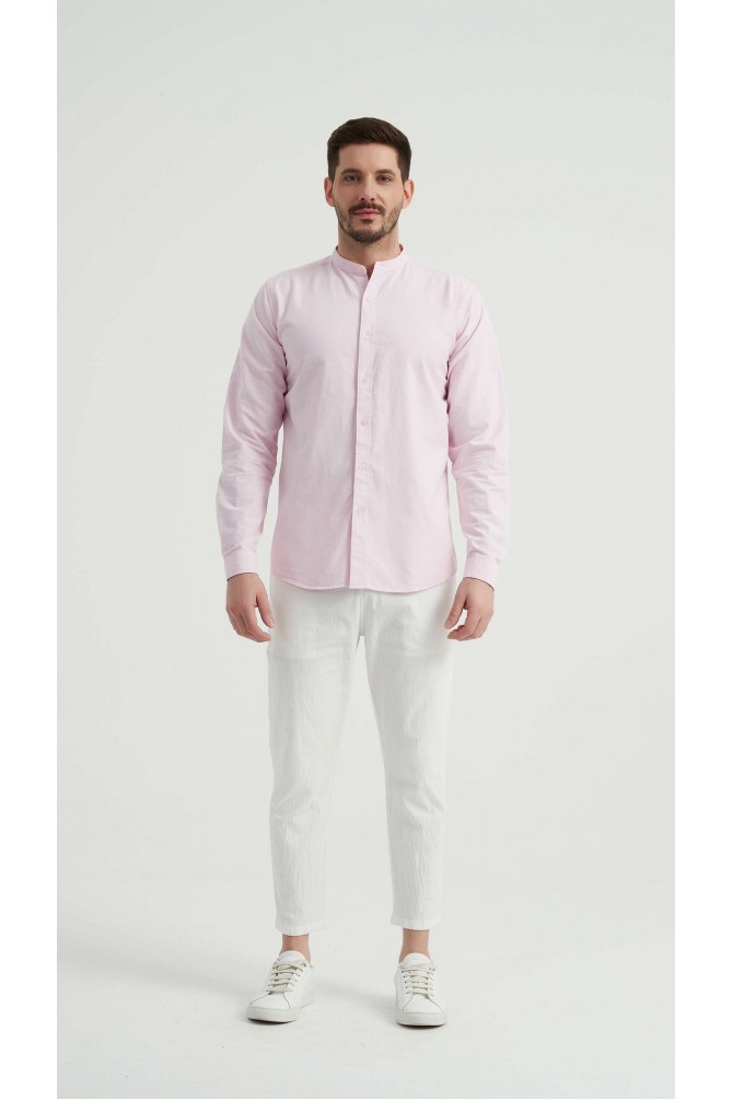 Oxford shirt mandarin collar