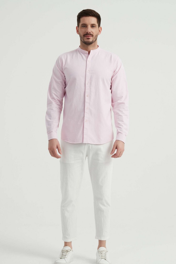 Oxford shirt mandarin collar