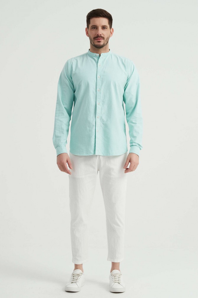 Oxford shirt mandarin collar