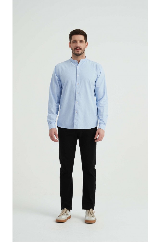 Oxford shirt mandarin collar