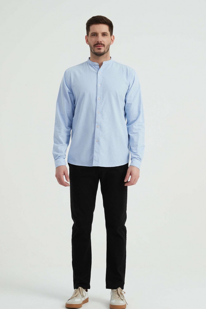 Oxford shirt mandarin collar