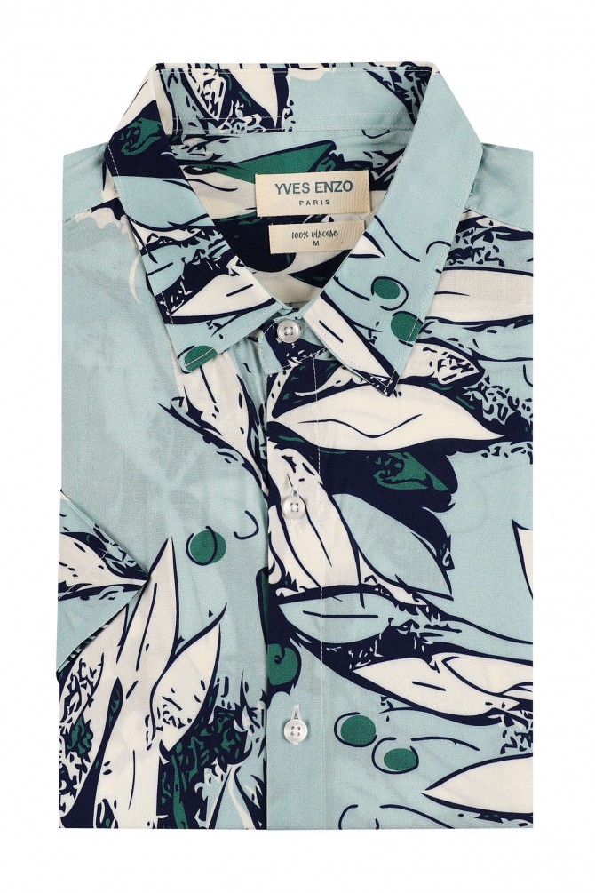 Chemisette viscose en DIGITAL PRINTS coupe ajustée