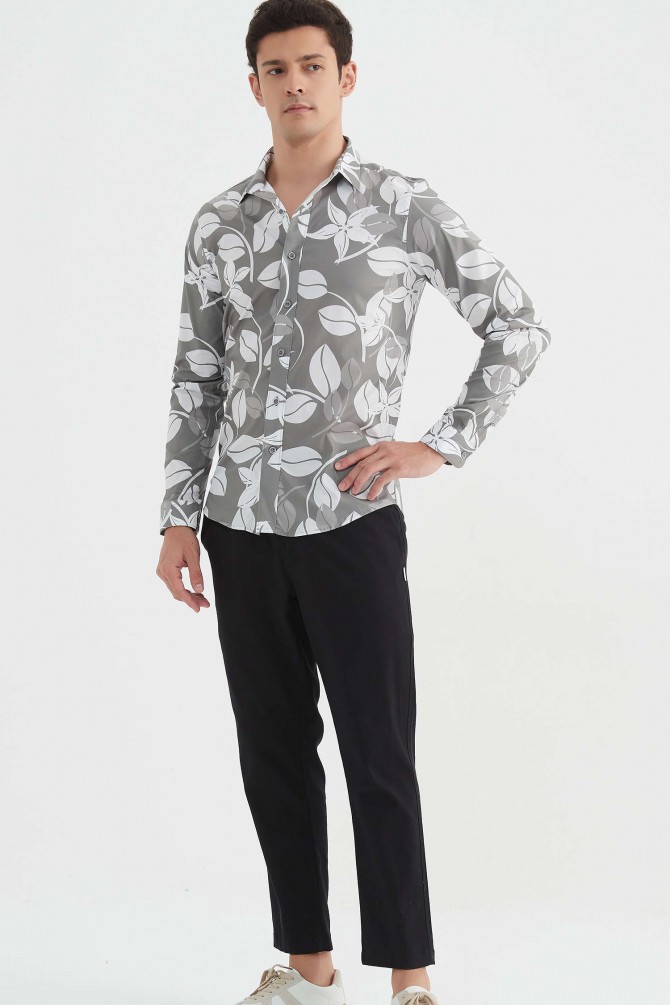 "PREMIUM" stretch shirt BRICKS prints ajusted fit